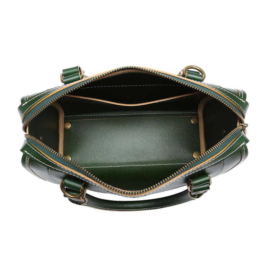 ミニボストン グリーン 緑 ボストンバッグ ハンドバッグ 2way レザー