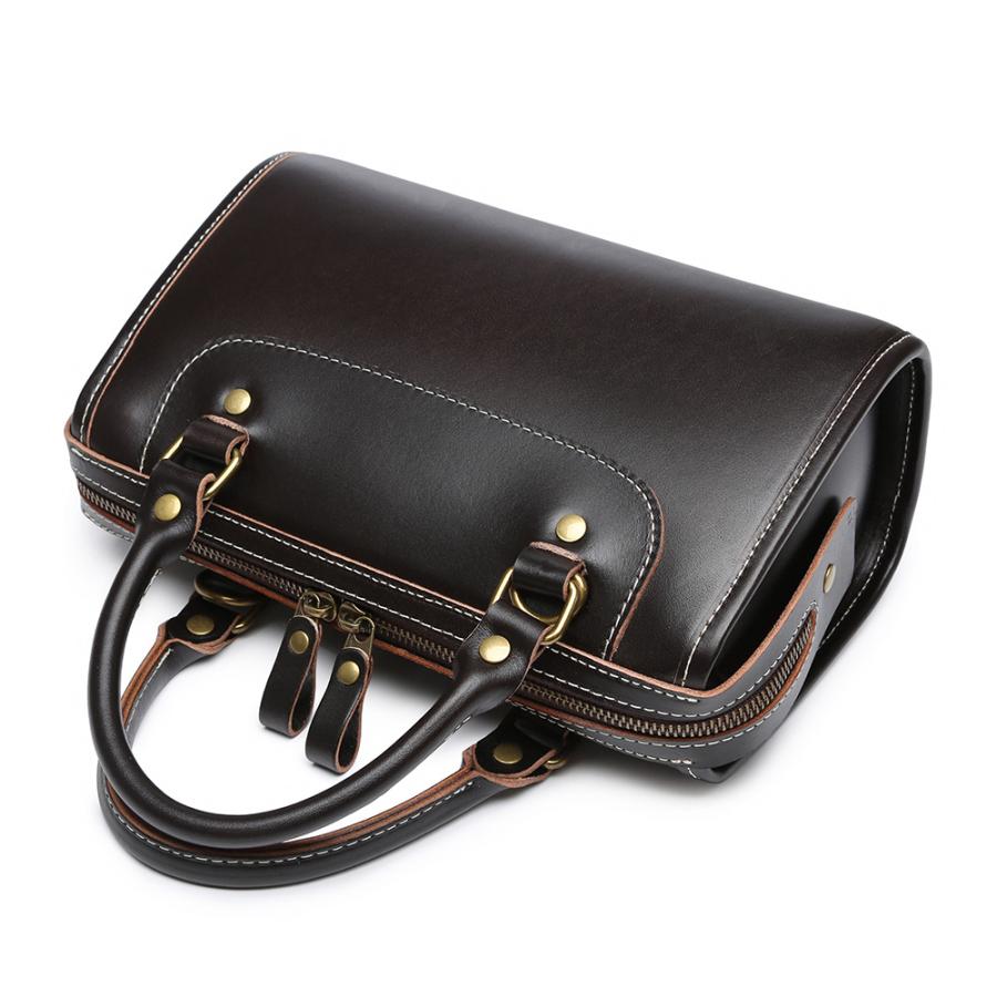 ボストンバッグ ミニボストン ダークブラウン ハンドバッグ レザー 本