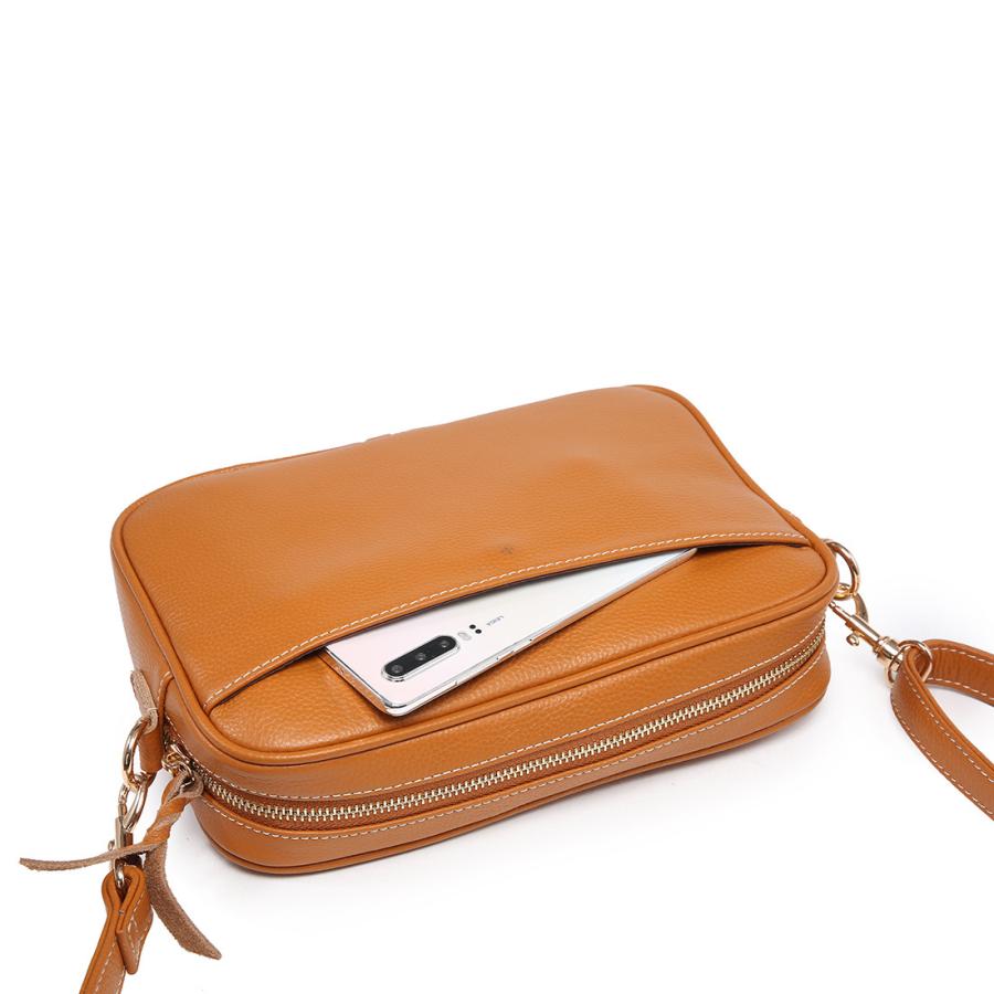 ショルダーバッグ 本革 キャメル ミニショルダー スクエア 大人 バッグ