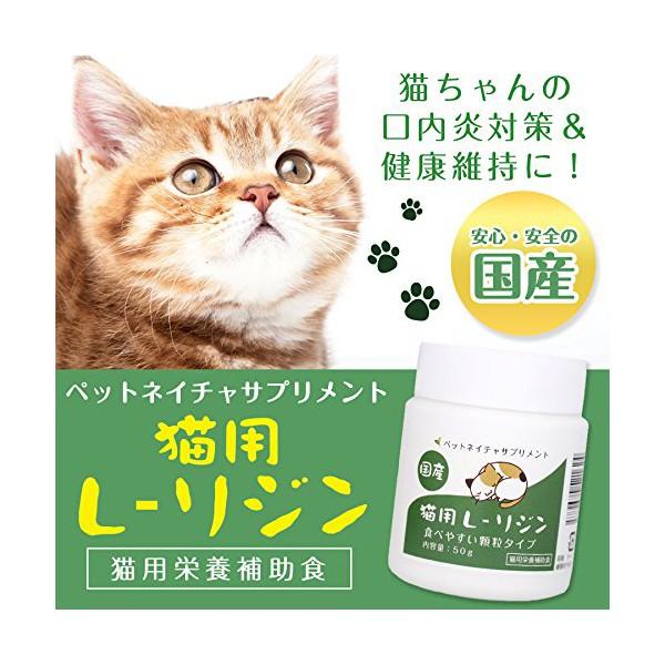 猫 L-リジン 国産 50g  リジン 微細 粉末 サプリ スプーン付き ★ 口内炎 目ヤニ 風邪 鼻水 猫用 サプリメント Lリジン 免疫力  ヘルペス 排泄減少 / 送料無料｜pluscheri｜02