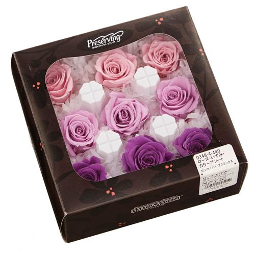 【プリザーブドフラワー　花材　資材】 ローズ・いずみ・カラーアソート・ピンク／パープルミックス | 