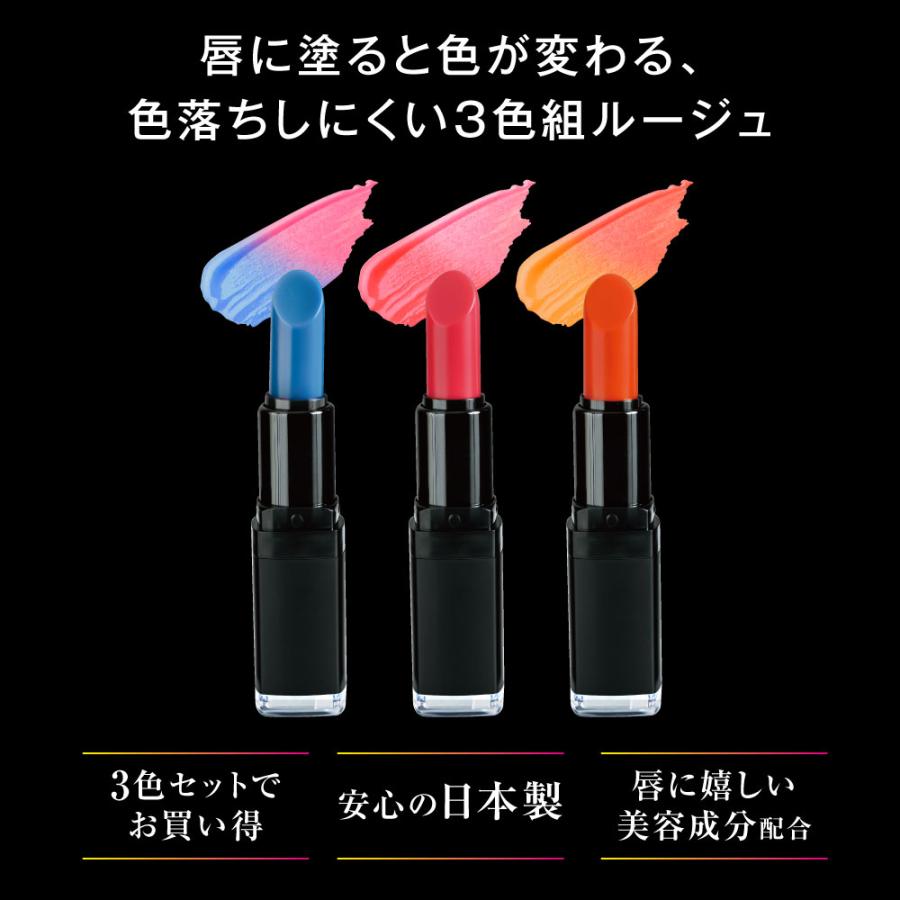 唇にのせると体温や水分量などに合わせてルージュの色が変わる きれいルージュ モア ３色組 つければすぐにあなた色にチェンジ　「落ちにくい」変色ルージュ |  | 03