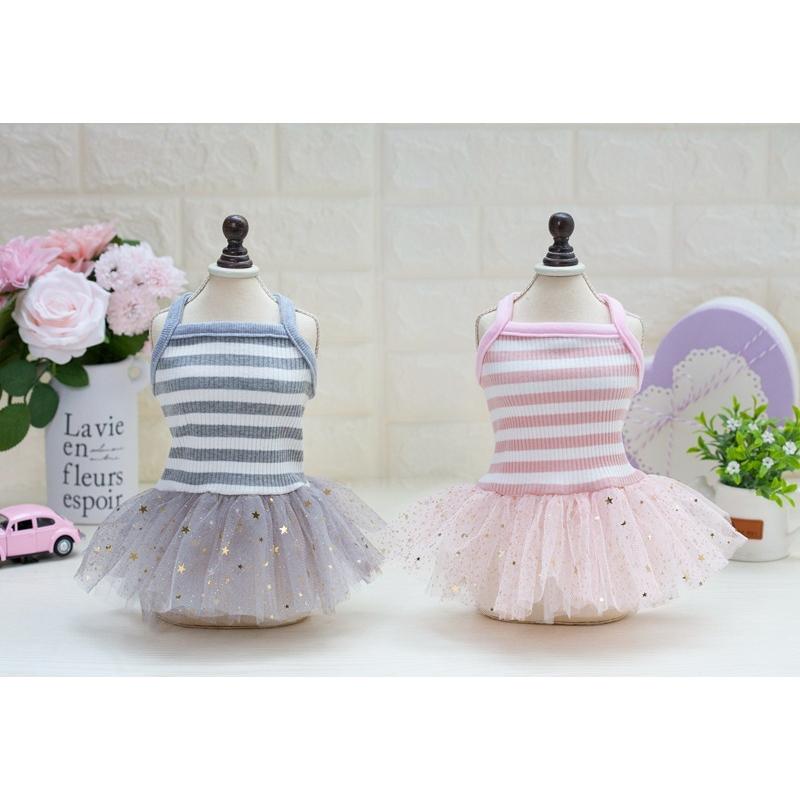 ドッグウェア 可愛いドッグウェア 犬服 キラキラチュチュ付ボーダーキャミワンピース | 