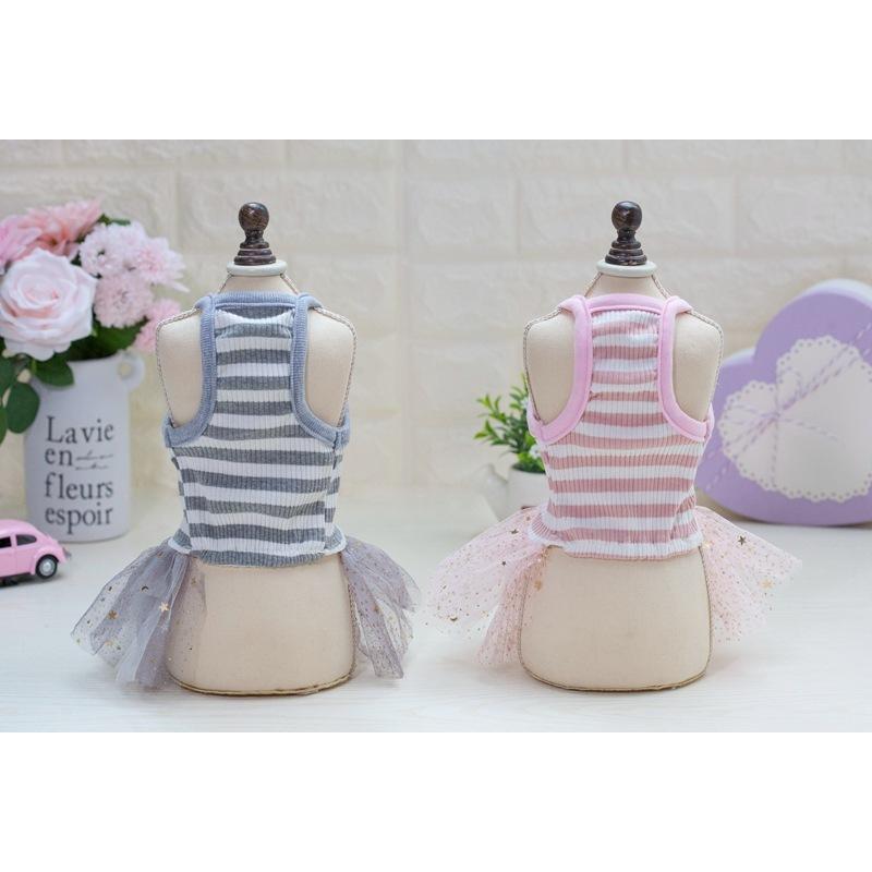 ドッグウェア 可愛いドッグウェア 犬服 キラキラチュチュ付ボーダーキャミワンピース |  | 02