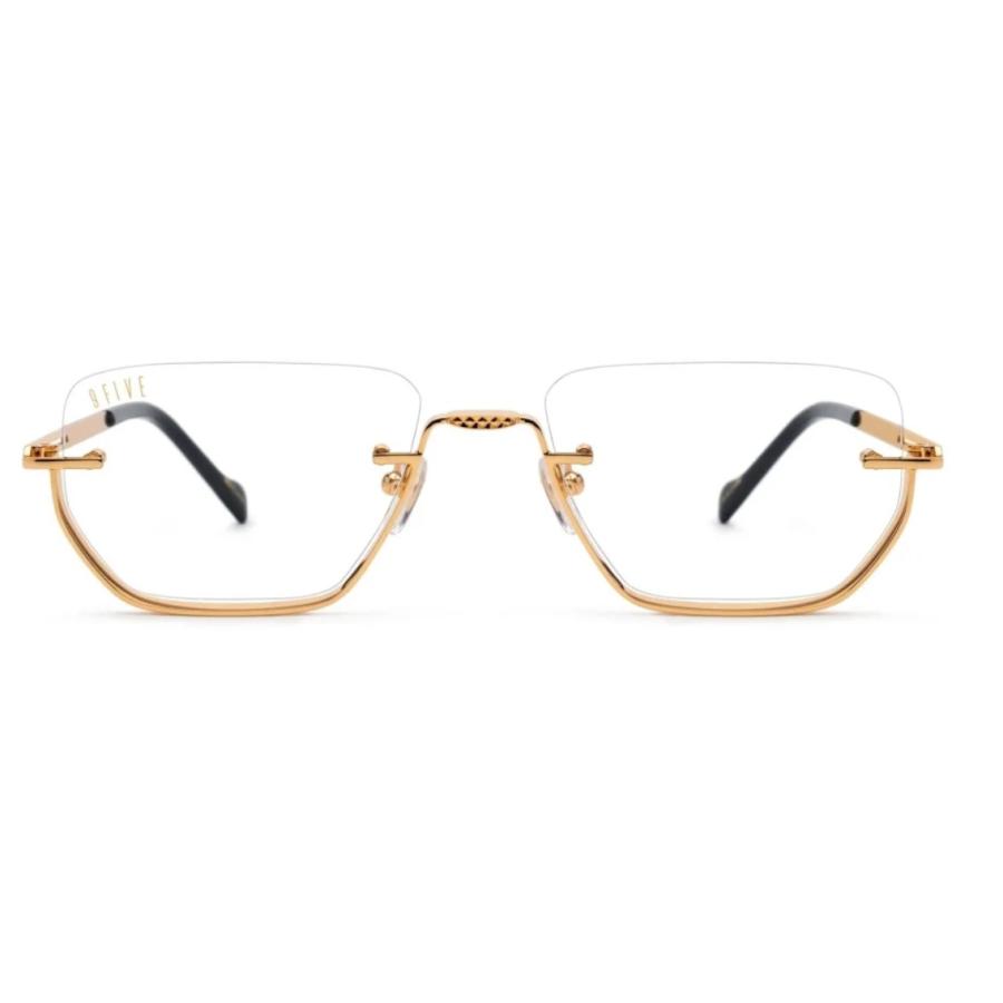 9five 9five VILLA Black & 24k Gold Clear Lens Glasses ヴィラ / 24K