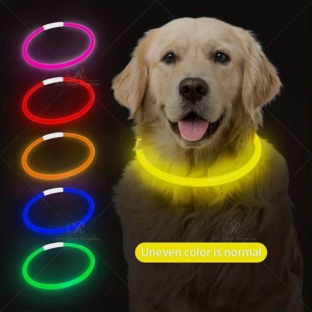 1本【紛失防止】ペット犬の LED ライト　首輪　全体が夜間発光　安全性　 USB 充電式　外出　犬カラー　夜間散歩　お出かけ FREE | 