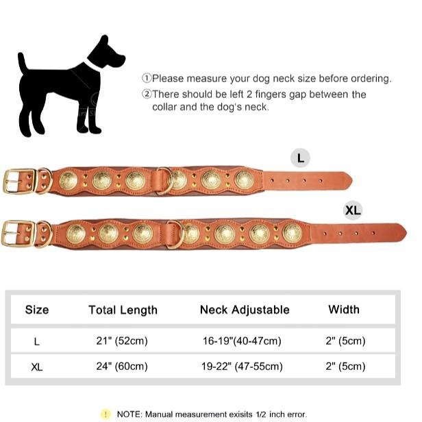 犬用の調節可能な革の首輪,犬の首輪,本物の革,スパイク,大型,中および大の犬用 L |  | 10