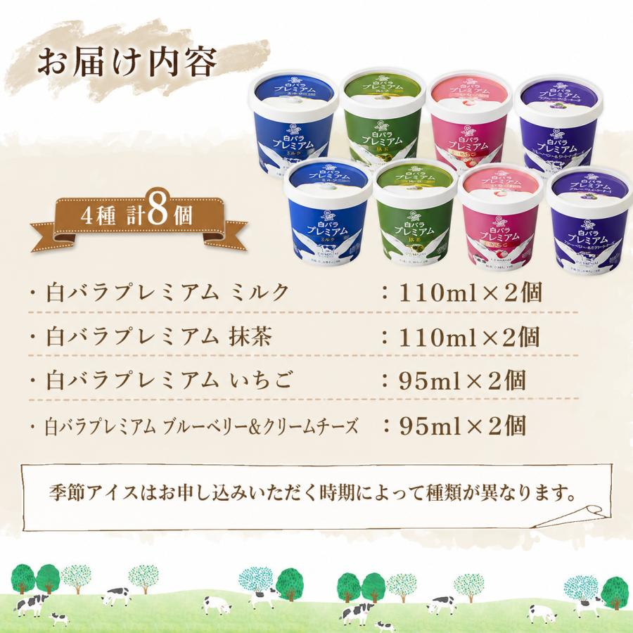 白バラプレミアムアイスギフト8個　クール冷凍/ギフト アイス ミルク いちご ブルーベリー&クリームチーズ 抹茶 お中元 お歳暮 ソーシャルギフト | 白バラ | 02