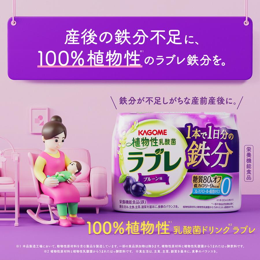 ラブレ カゴメ 植物性乳酸菌ラブレ 1日分の鉄分（80ml×3P×6）×2