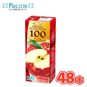 エルビーフルーツセレクション アップル100 200ml×24本入/2ケース 紙パック〔果汁100％ フルーツジュース りんごジュース〕 | FRUITS SELECTION