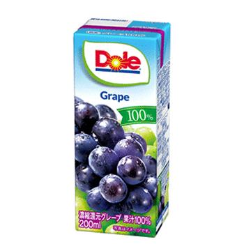 雪印　メグミルク　Dole　グレープ100％　LL200ml×18本入/2ケース　紙パック　〔ドール　果汁100％ フルーツジュース グレープ　ぶどう　葡萄〕 | Dole