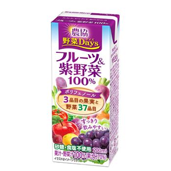 雪印　メグミルク　農協 野菜Days フルーツ＆紫野菜100％ LL200ｍｌ×18本入　紙パック　送料無料　〔農協 野菜Days　果汁100％　紫野菜 野菜ジュース〕 | 農協 野菜デイズ