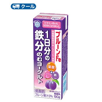 雪印　メグミルク　プルーンFe 1日分の鉄分のむヨーグルト190g×18本×2ケース　【クール便】送料無料　鉄・ビタミンB12、葉酸 | プルーンFe 1日分の鉄分