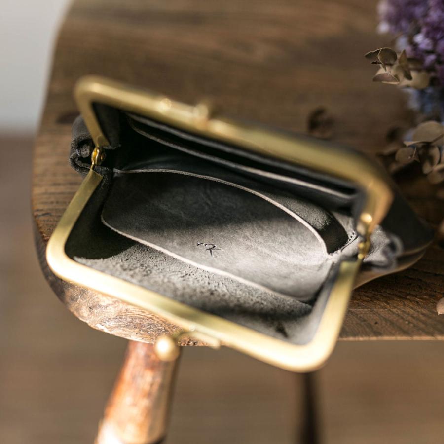 真鍮無垢 育てる大人のがま口財布 / 本革グレー : レザーブランド