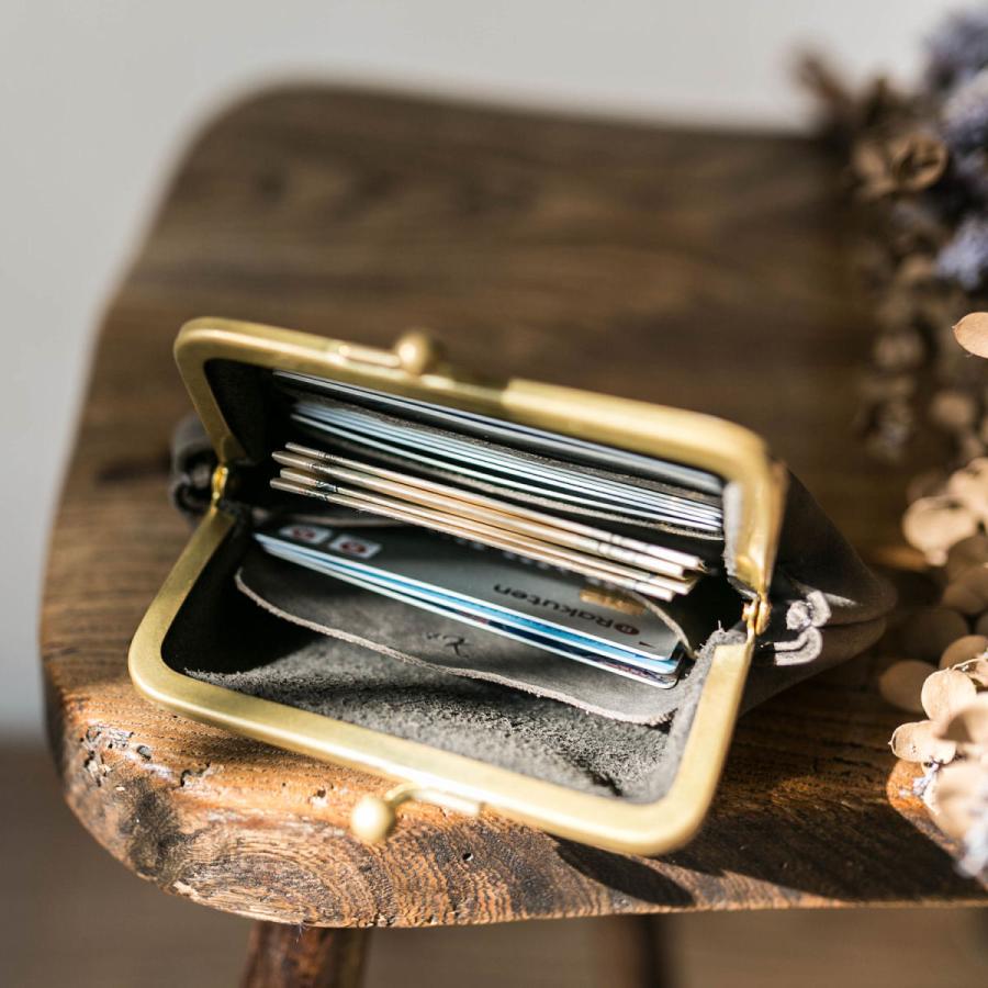 真鍮無垢 育てる大人のがま口財布 / 本革グレー : レザーブランド