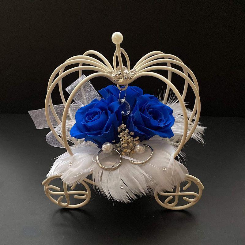 カタログギフトも Lulu S ルルズ リングピロー ティアラのついたカボチャの馬車のリングピロー Royal Blue プリザーブドフラワー ウェディング Roadmapforth Org