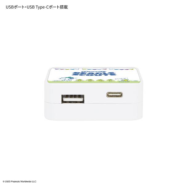 メール便送料無料 ピーナッツUSB/USB Type-C ACアダプタ SNGG-26Bスヌーピー グルマンディーズ 電源 タップ スマホ 充電器 携帯 プレゼント ギフト｜plusmart｜03