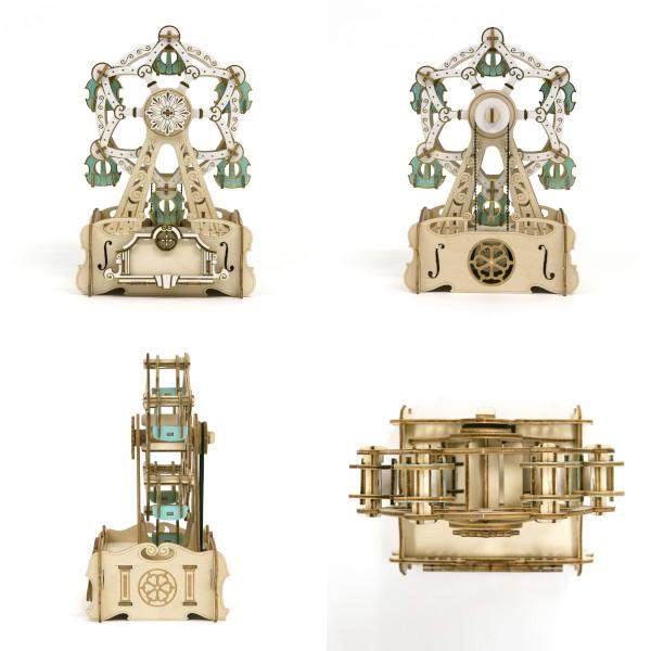 木製立体パズル ki-gu-mi オルゴール付き観覧車 エーゾーン 木組 立体
