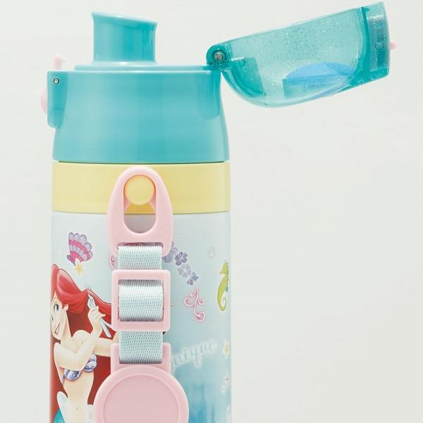 水筒 直飲み 超軽量2WAY ステンレスボトル470ml コップ飲み430ml アリエル SKDC4 ディズニー Disney キャラクター かわいい ワンプッシュ ワンタッチ 保冷｜plusmart｜05