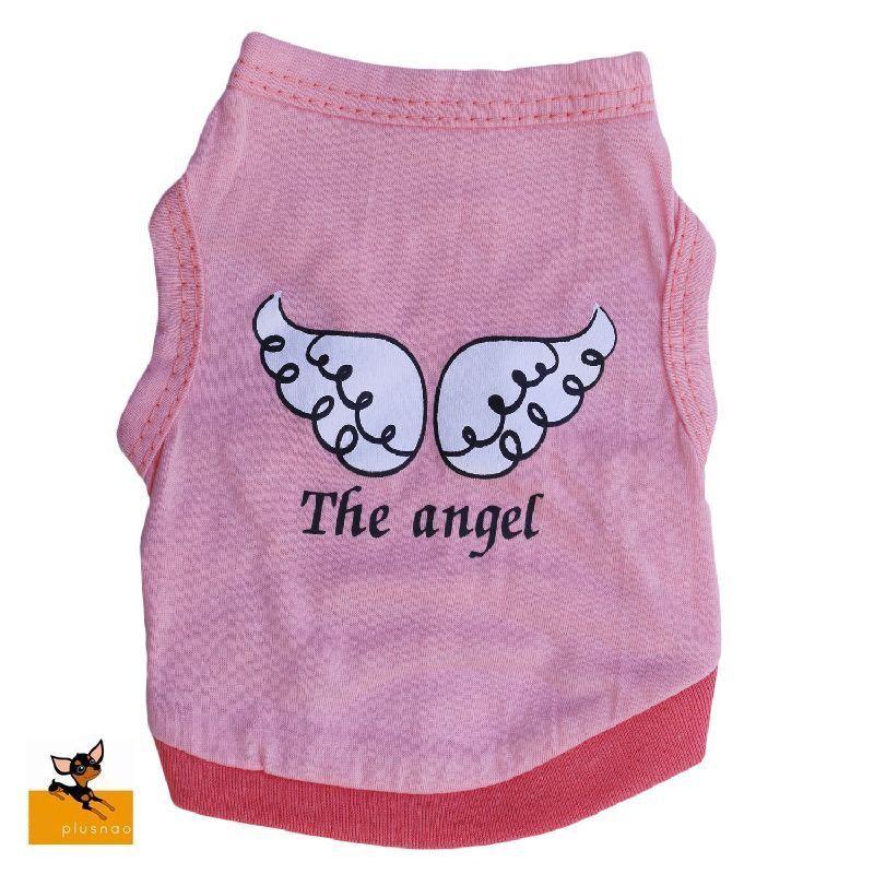 ペット用 犬用 洋服 タンクトップ ノースリーブ 薄手 カットソー 天使の羽 エンジェル 羽根 フェザー 英語 春 夏 秋 アルファベット シンプル プラスナオ Paypayモール店 通販 Paypayモール