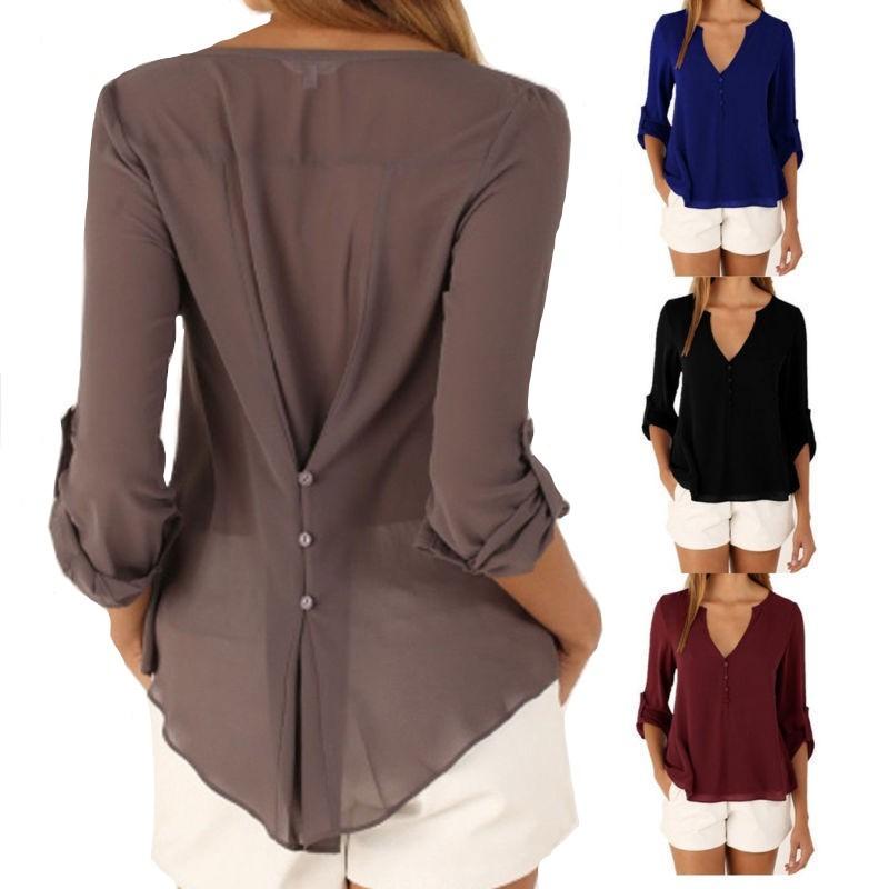 店舗良い-レディース カットソー シャツ 長袖 トップス ブラウス