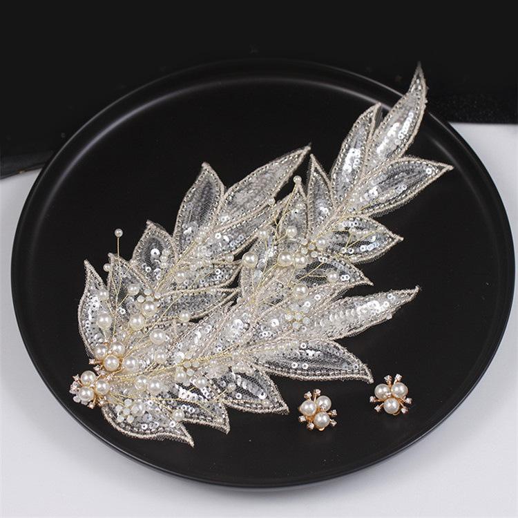 ヘッドコサージュ イヤリング 2点セット レディース 女性 ブライダル ヘアアクセサリー ヘアクリップ ヘッドドレス 髪飾り アクセサリー 耳飾り バ | plusnao | 01