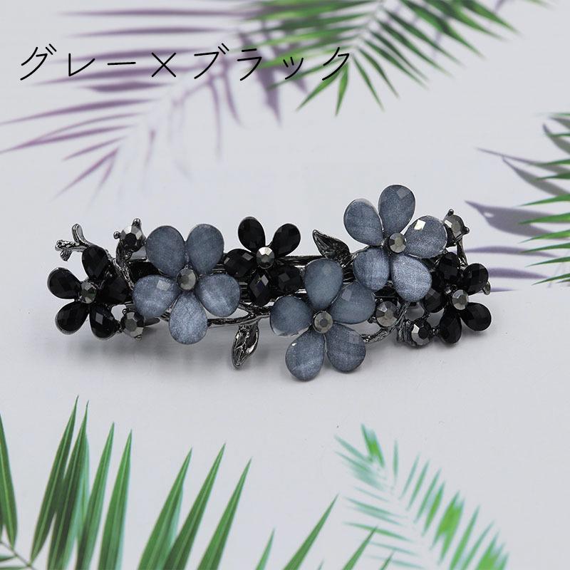バレッタ ヘアピン レディース 女性用 ヘアアクセサリー 花 ライン
