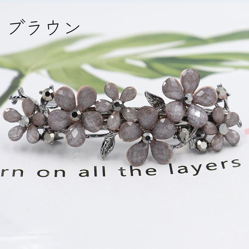 バレッタ ヘアピン レディース 女性用 ヘアアクセサリー 花 ライン