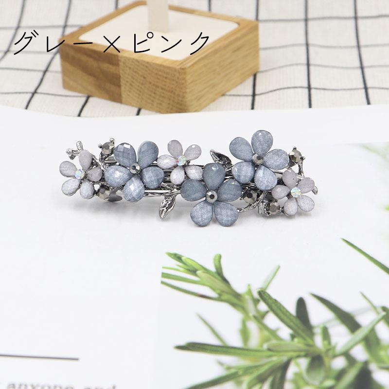 バレッタ ヘアピン レディース 女性用 ヘアアクセサリー 花 ライン