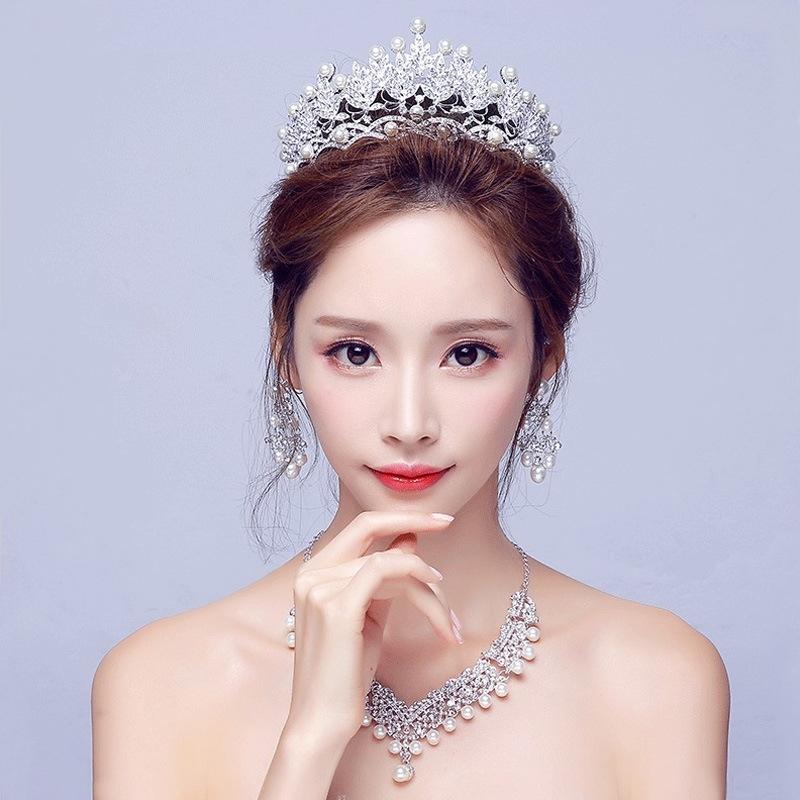 ティアラ レディース ヘアアクセサリー ヘッドドレス 髪飾り ラインストーン パール調 結婚式 披露宴 花嫁 ブライダル ウエディング 二次会 撮影 | plusnao | 01