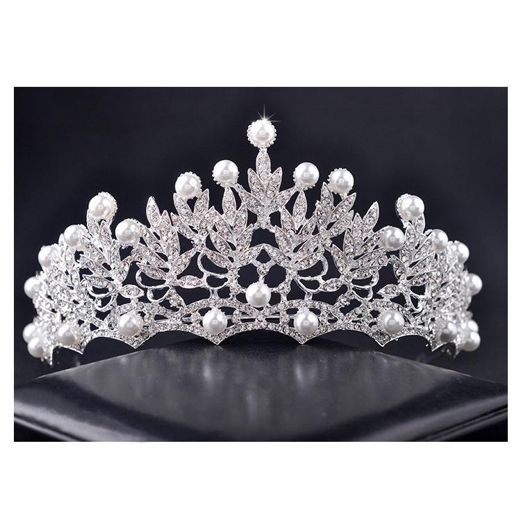 ティアラ レディース ヘアアクセサリー ヘッドドレス 髪飾り ラインストーン パール調 結婚式 披露宴 花嫁 ブライダル ウエディング 二次会 撮影 | plusnao | 03
