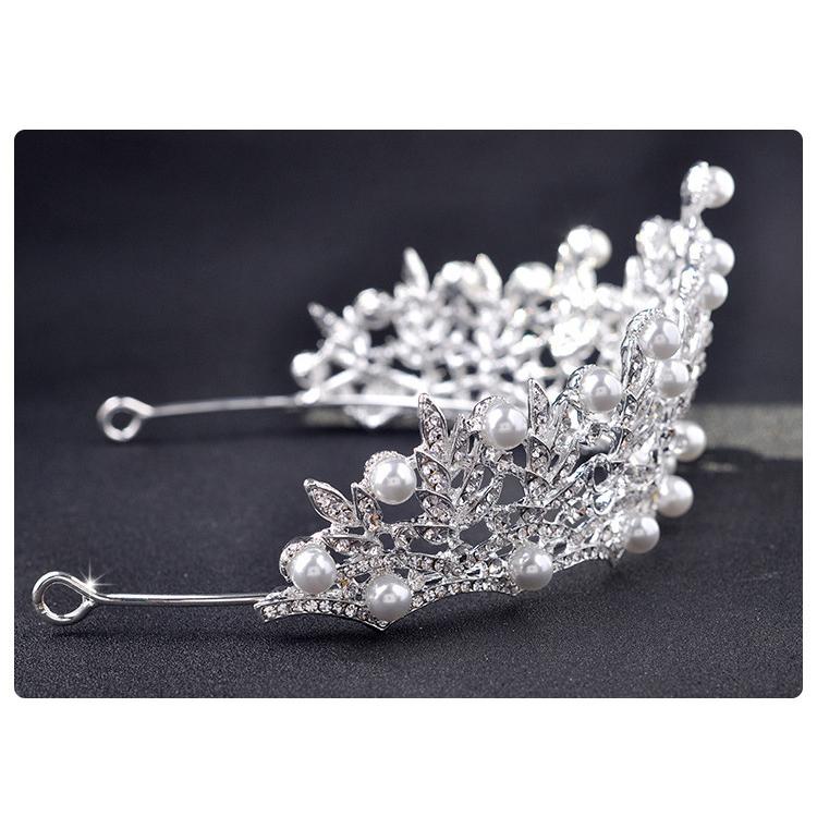 ティアラ レディース ヘアアクセサリー ヘッドドレス 髪飾り ラインストーン パール調 結婚式 披露宴 花嫁 ブライダル ウエディング 二次会 撮影 | plusnao | 04
