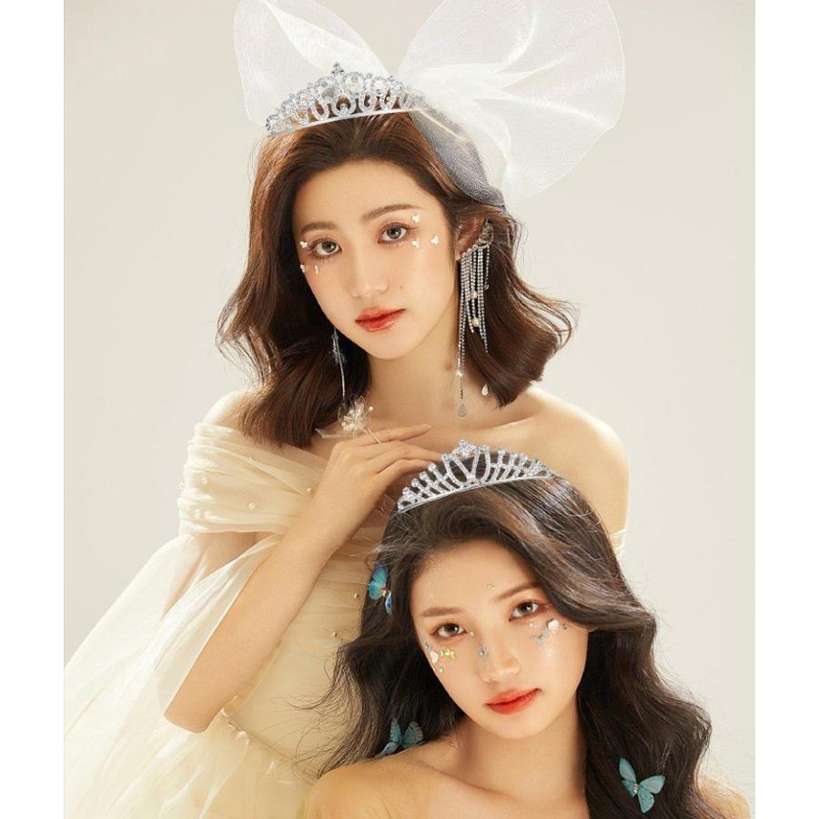ティアラ レディース 女性 ヘアアクセサリー ヘッドドレス 髪飾り ラインストーン 花嫁 ウェディング 結婚式 披露宴 花嫁 ブライダル かわいい お | plusnao | 02