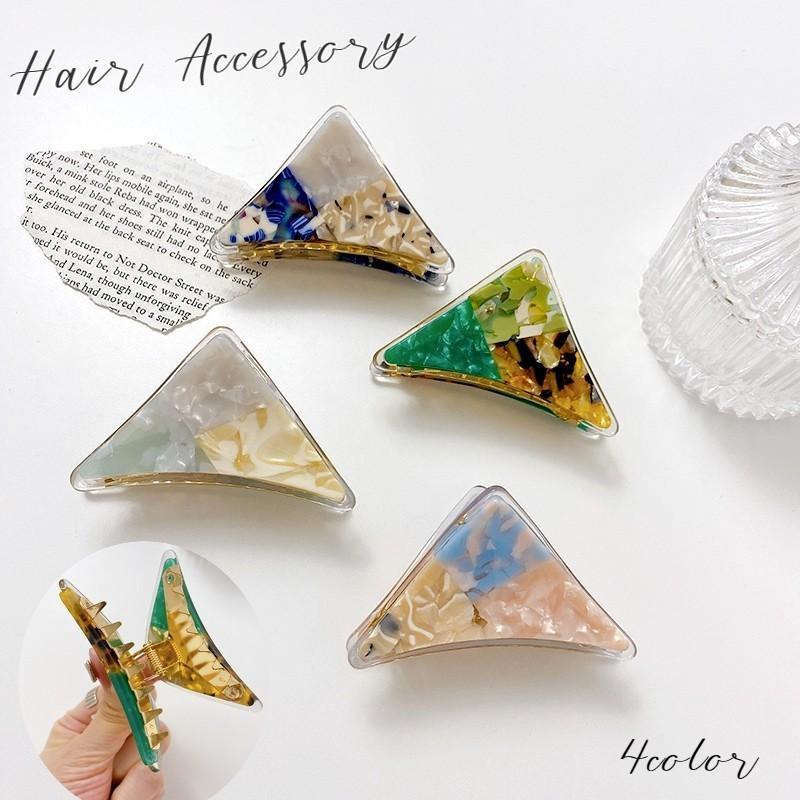 ヘアクリップ べっ甲柄 三角バンスクリップ 中840円
