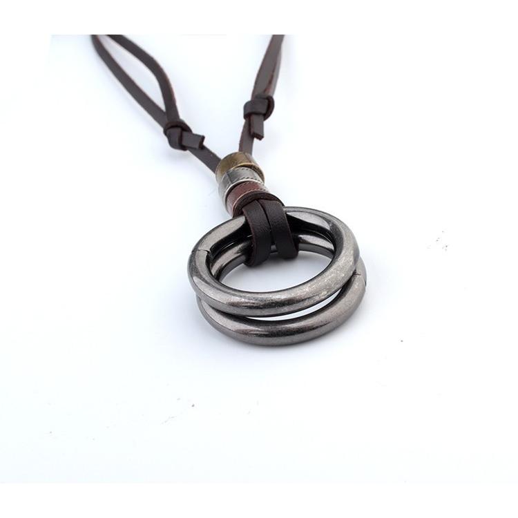 ネックレス ペンダント ロング 革ひも 革紐 首飾り メンズ レディース 男性 女性 男女兼用 アクセサリー レザー エスニック リング カジュアル | plusnao | 10