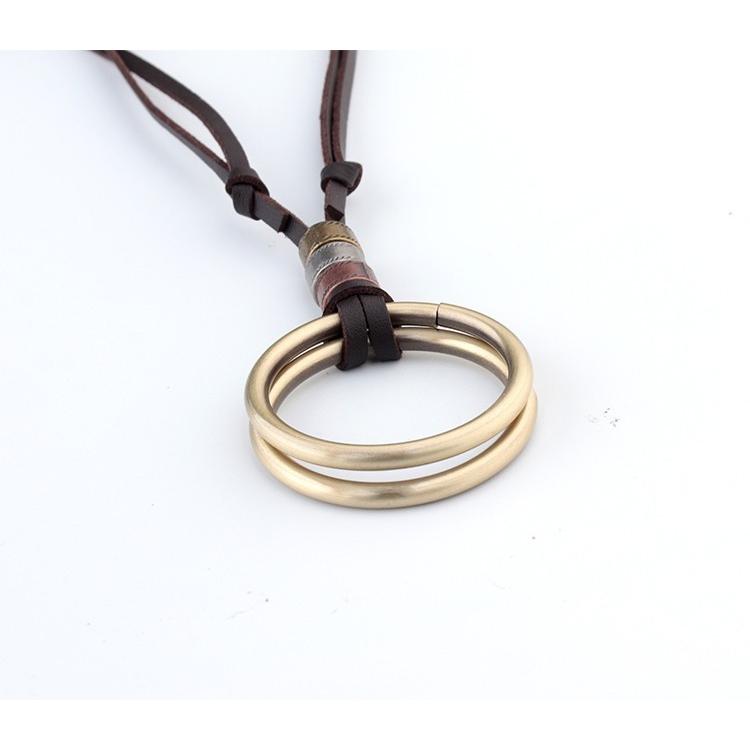 ネックレス ペンダント ロング 革ひも 革紐 首飾り メンズ レディース 男性 女性 男女兼用 アクセサリー レザー エスニック リング カジュアル | plusnao | 04