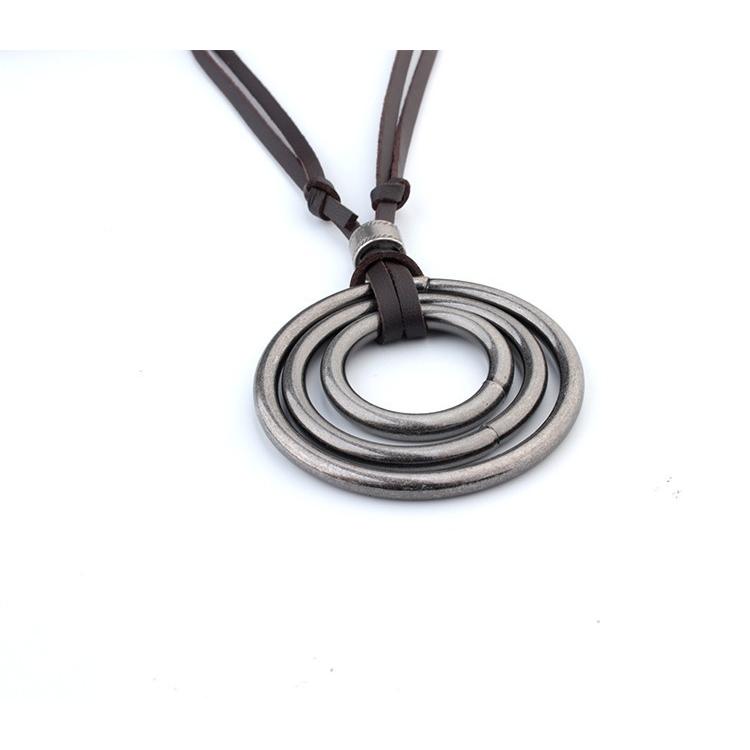 ネックレス ペンダント ロング 革ひも 革紐 首飾り メンズ レディース 男性 女性 男女兼用 アクセサリー レザー エスニック リング カジュアル | plusnao | 08