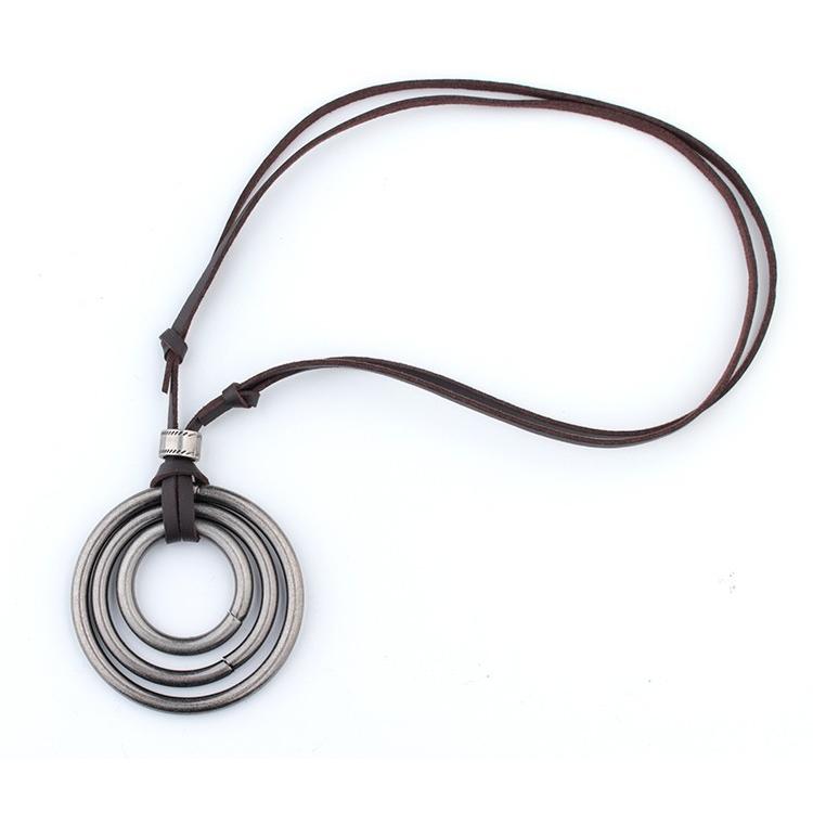 ネックレス ペンダント ロング 革ひも 革紐 首飾り メンズ レディース 男性 女性 男女兼用 アクセサリー レザー エスニック リング カジュアル | plusnao | 09
