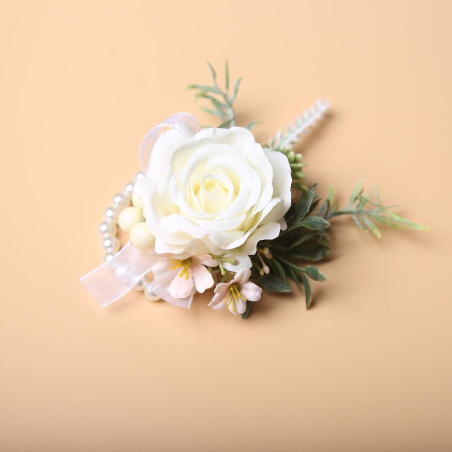 ブートニア コサージュ リストバンド ブライダル 結婚式 造花 フェイク