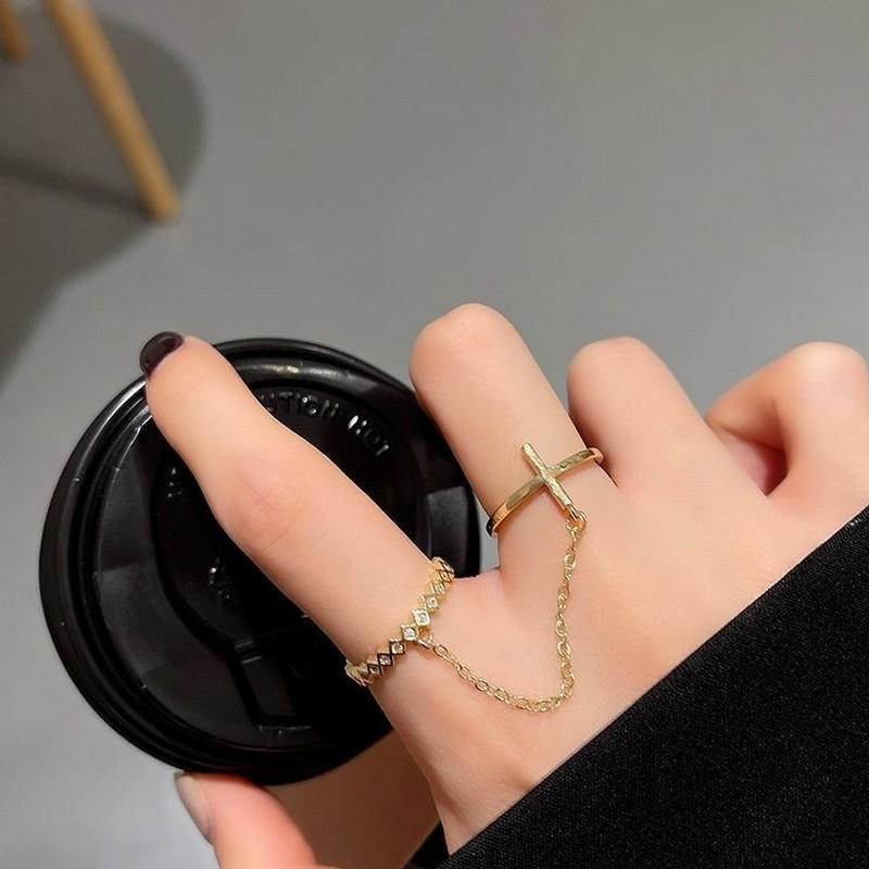 plusnao 指輪 ダブルチェーンリング レディース 女性用 オープン