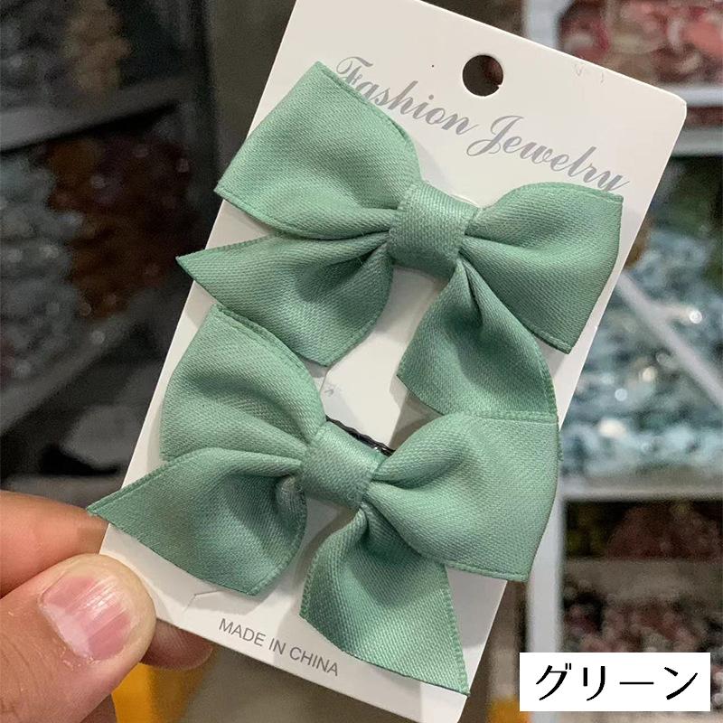 ベビーヘアクリップ⋈ヘアゴム❤︎ミント×柄