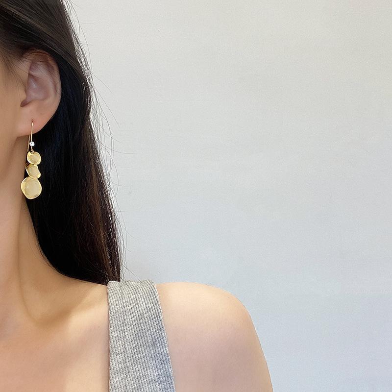 plusnao ピアス フックピアス アクセサリー ロング ストーン風 