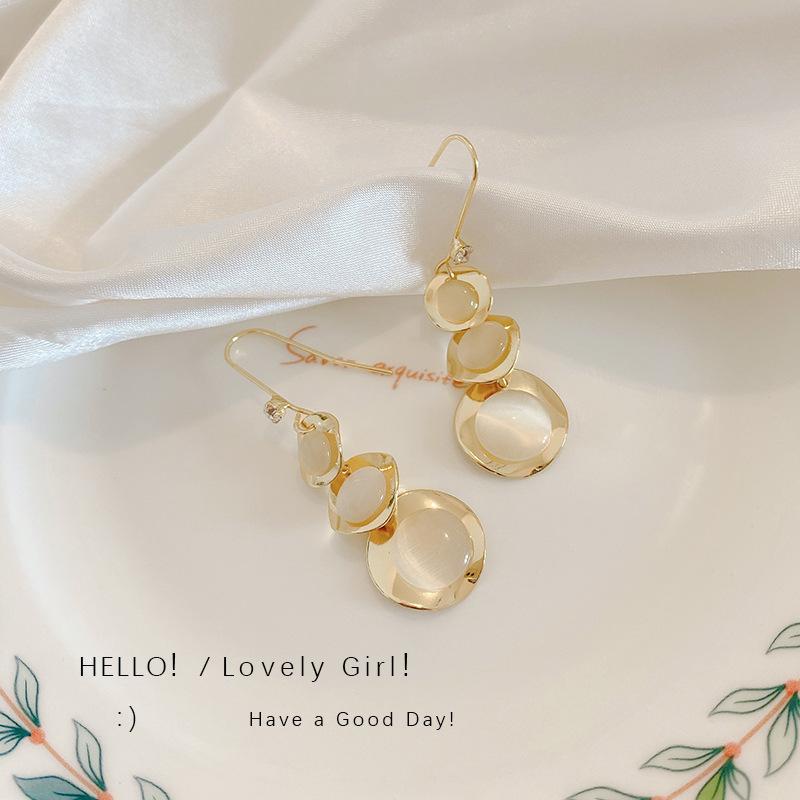 plusnao ピアス フックピアス アクセサリー ロング ストーン風 