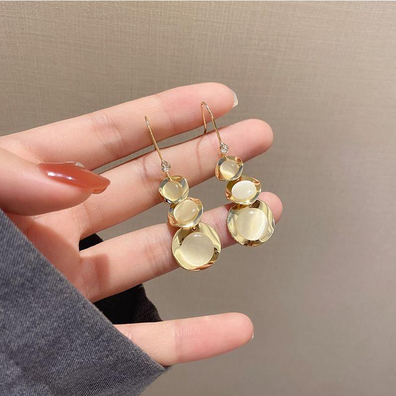 plusnao ピアス フックピアス アクセサリー ロング ストーン風 