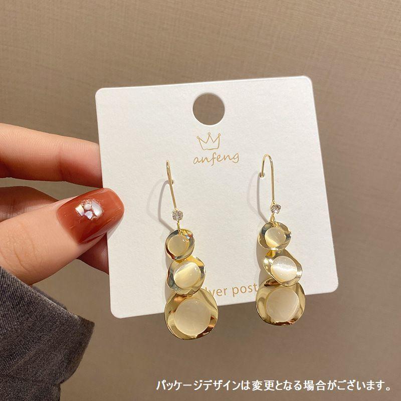plusnao ピアス フックピアス アクセサリー ロング ストーン風 