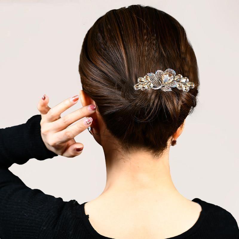 ヘアコーム 髪留め ヘアアクセサリー レディース 女性 髪飾り ビジュー ラインストーン 花 フラワー リーフ キラキラ かわいい おしゃれ 華やか|plusnao|03