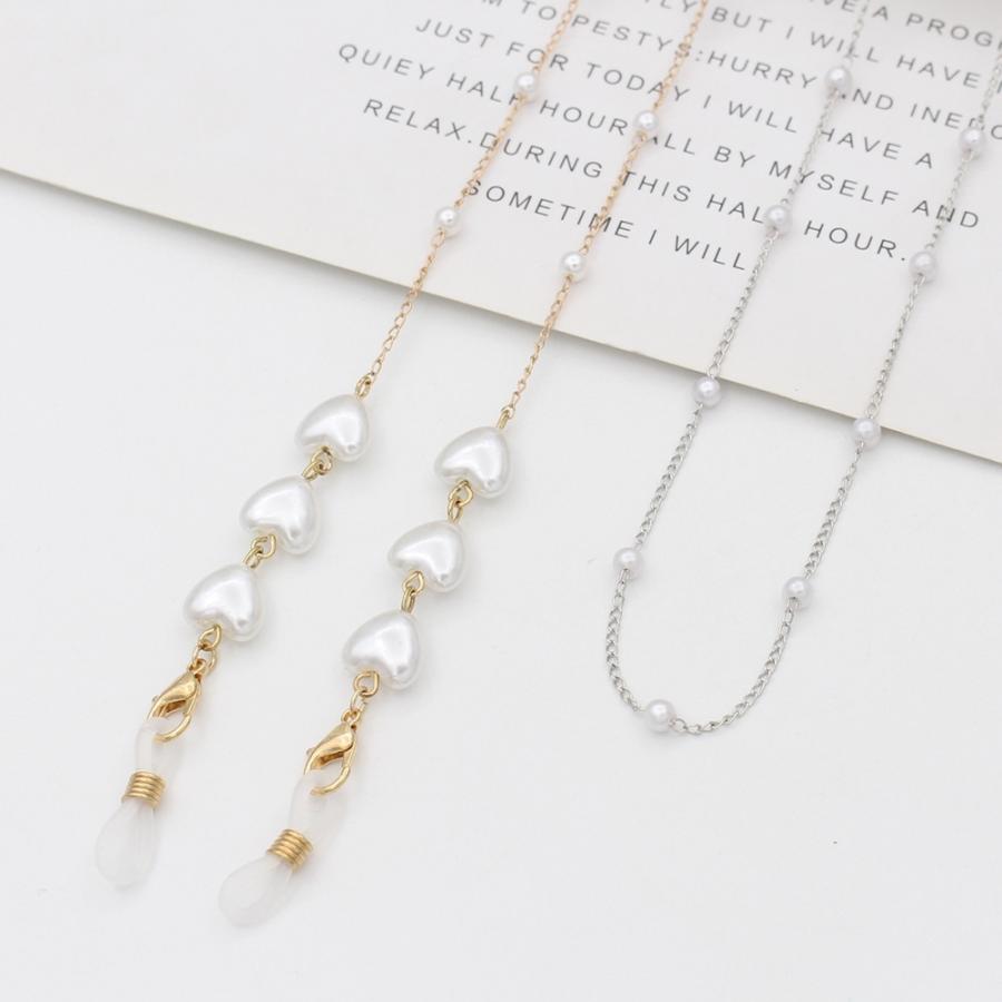 ♪440❤️ 花ガラスストーンパールマスクチェーンメガネチェーン