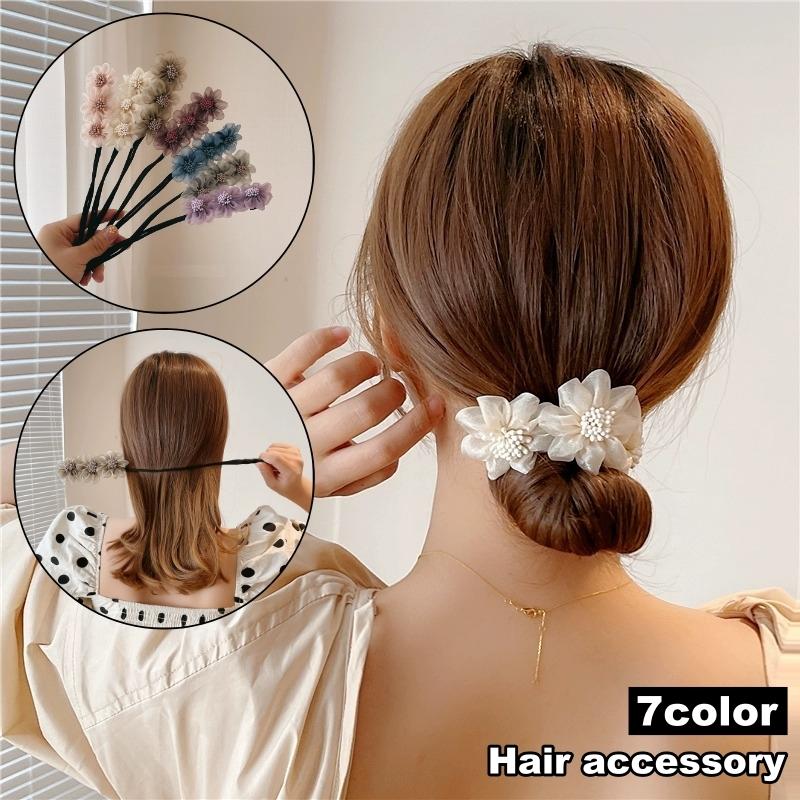 お団子メーカー ヘアワイヤー レディース ヘアアクセサリー フラワー