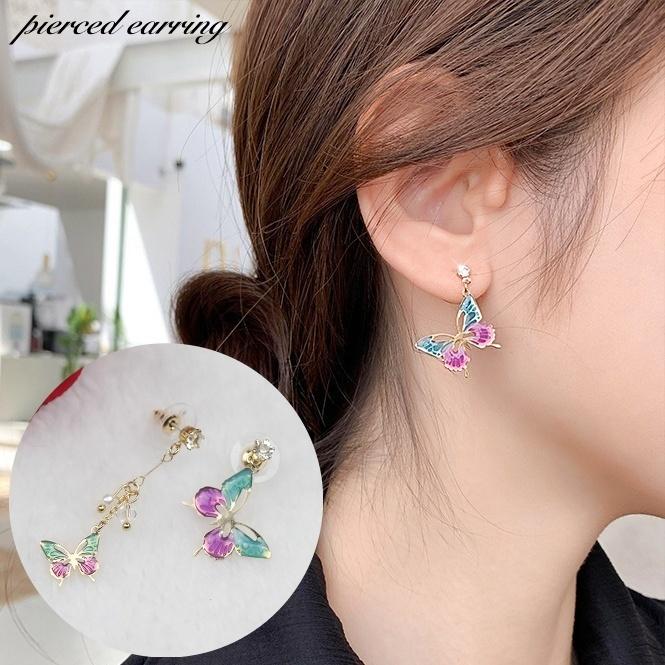 ピアス スタッドピアス アシンメトリー レディース 女性 アクセサリー ラインストーン 蝶 可愛い きれいめ お洒落 おしゃれ かわいい 普段使い お プラスナオ Paypayモール店 通販 Paypayモール