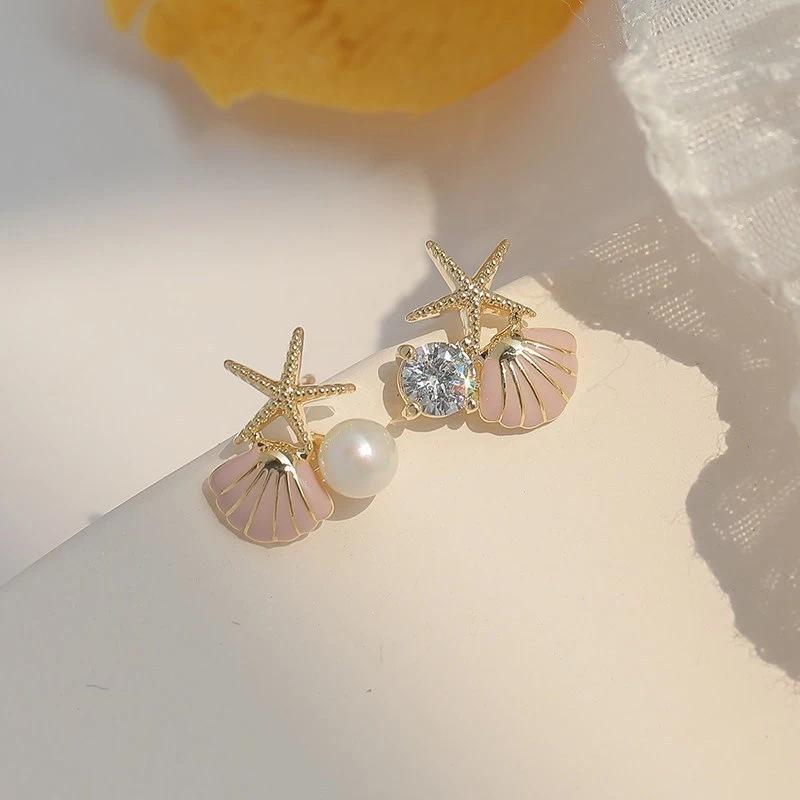 好評 スタッドピアス キャッチピアス レディース アクセサリー 耳飾り 貝殻 ヒトデ フェイクパール ラインストーン 小さい 可愛い おしゃれ ファッション Simbcity Net